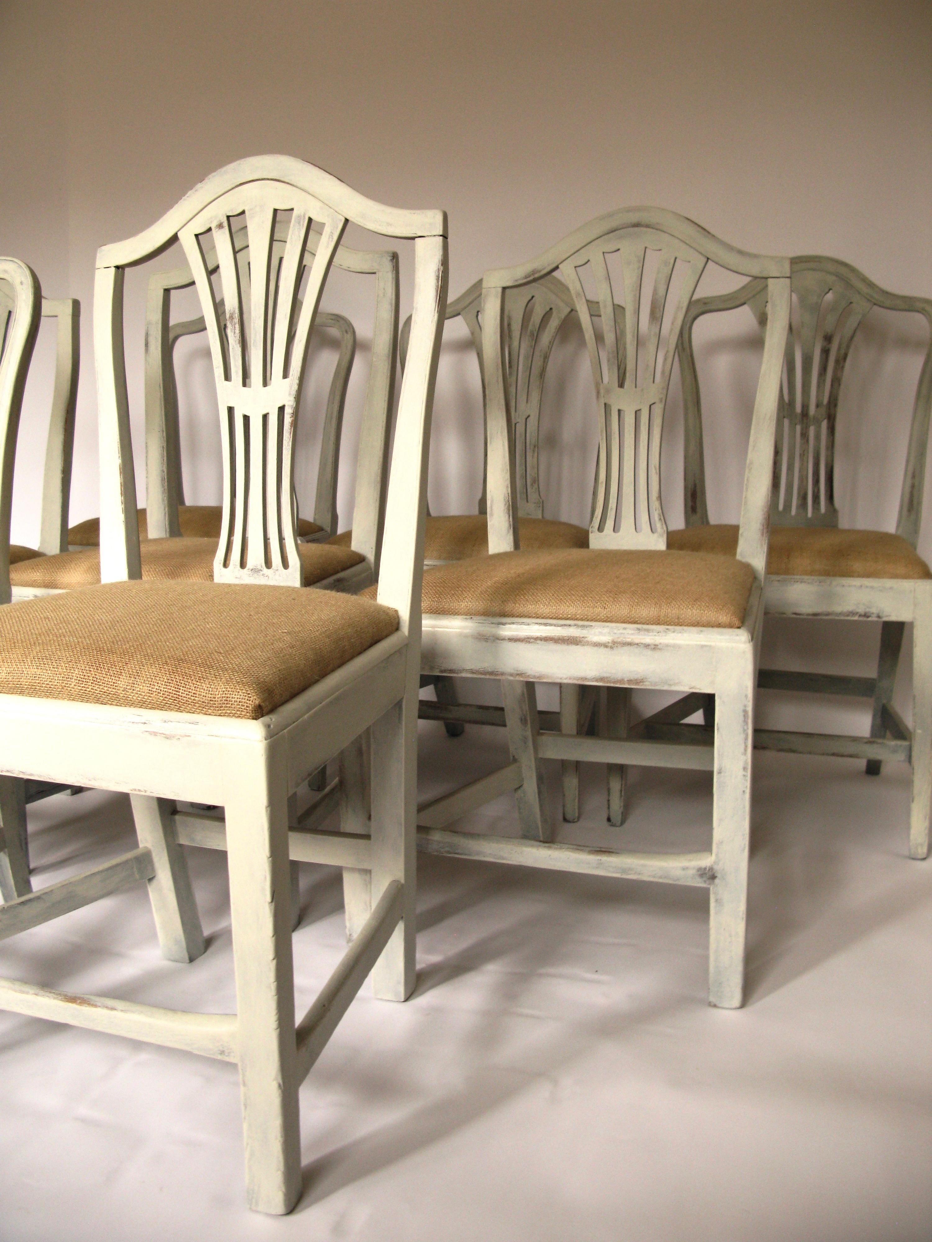 Hepplewhite Harlequin Set of 8 Antique Chairs, Early 19th Century, England, Decorative