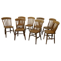 Antique Harlequin Set of 8 Beech & Elm Country Kitchen Dining Chairs