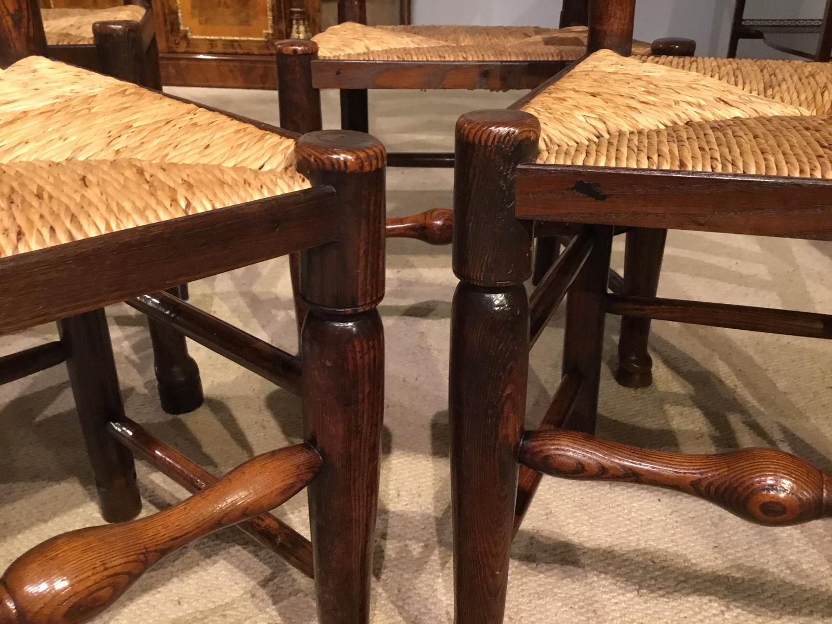 Harlequin Set of 8 Early 19th Century Ash and Elm Ladder Back Dining Chairs 6