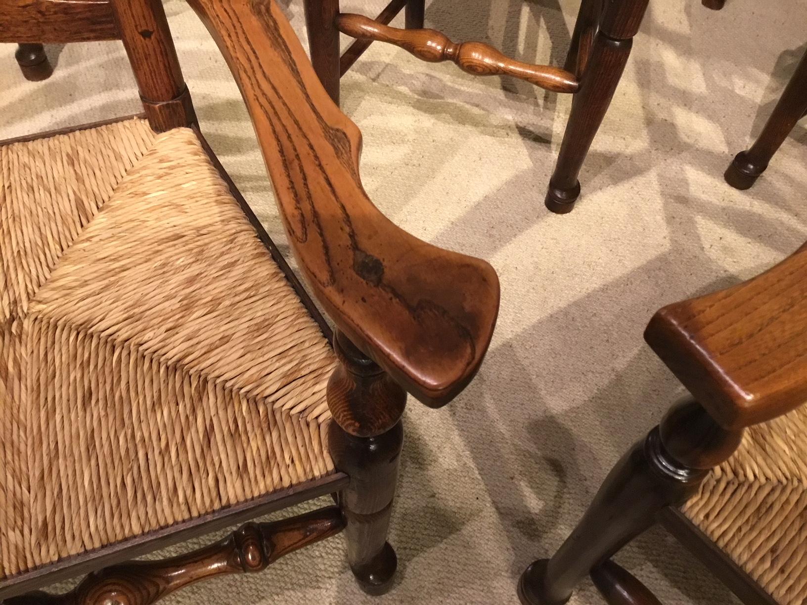 Mid-19th Century Harlequin Set of 8 Early 19th Century Ash and Elm Ladder Back Dining Chairs