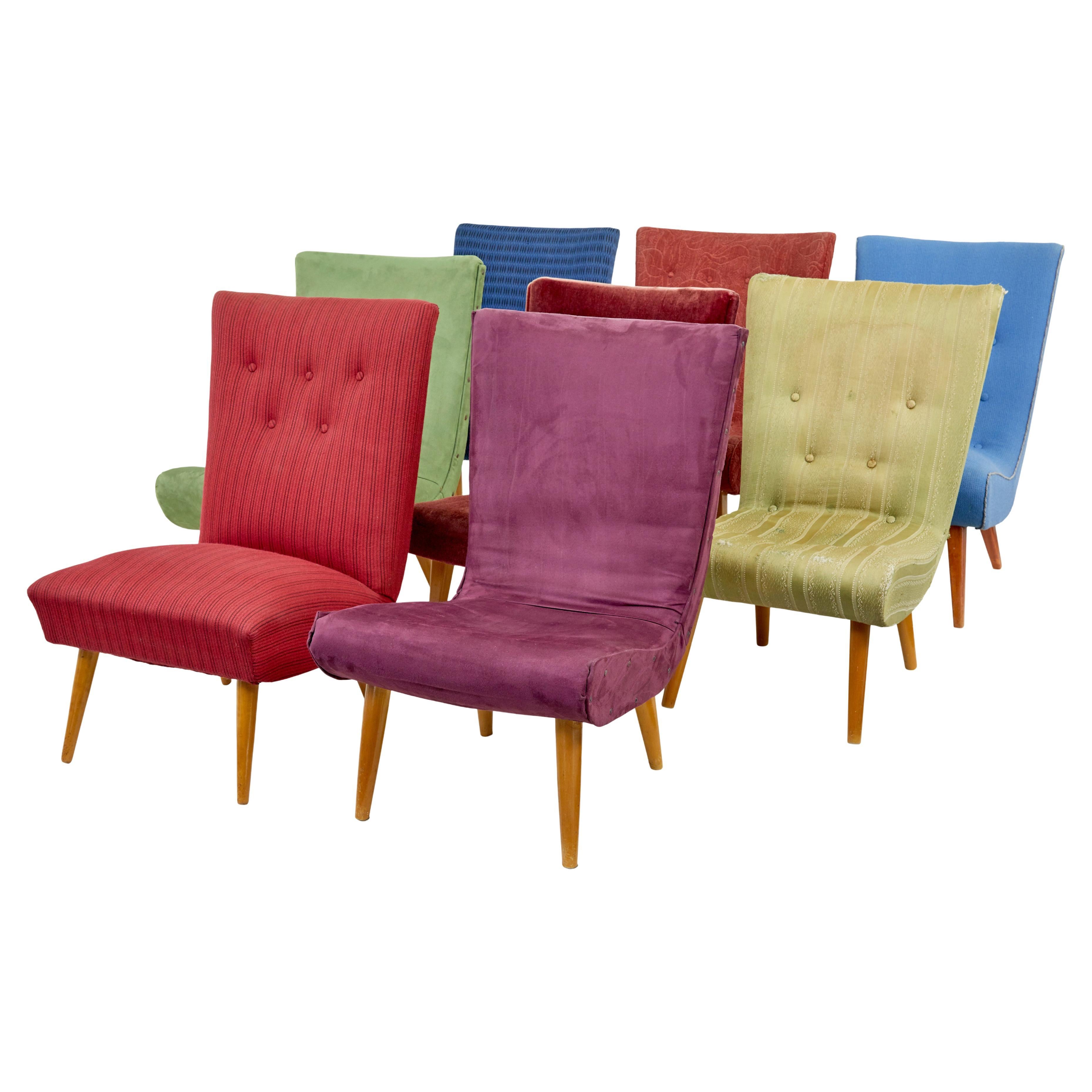 Harlequin set of 8 Scandinavian modern lounge chairs For Sale