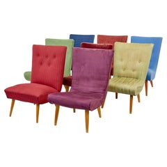 Ensemble de 8 chaises longues scandinaves modernes à motif arlequin