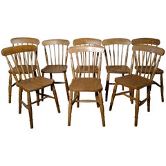 Harlequin Set of 8 Victorian Beech and Elm Country Kitchen Chairs