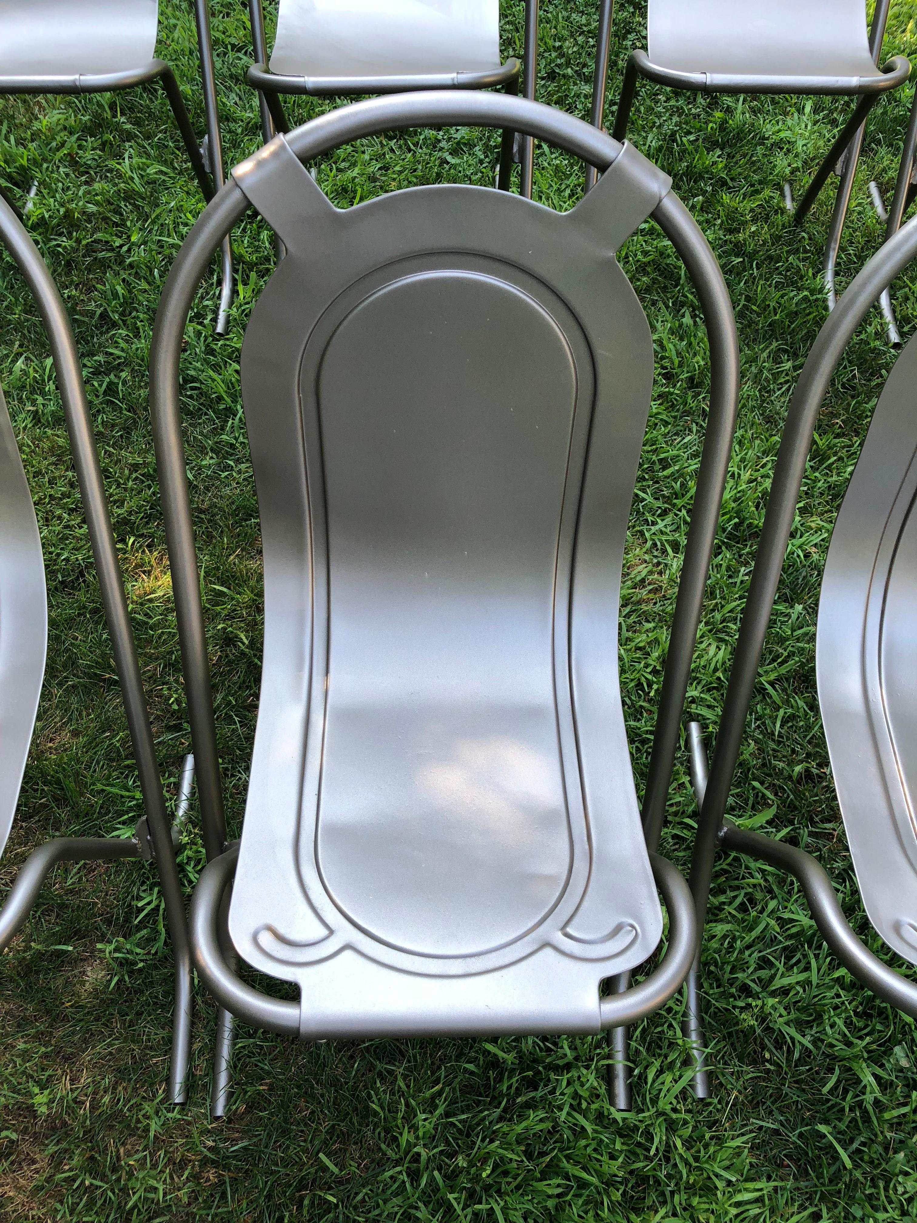 Harlequin Set of Eight Steel Stak-A-Bye Chairs, Newly Powder-Coated 4