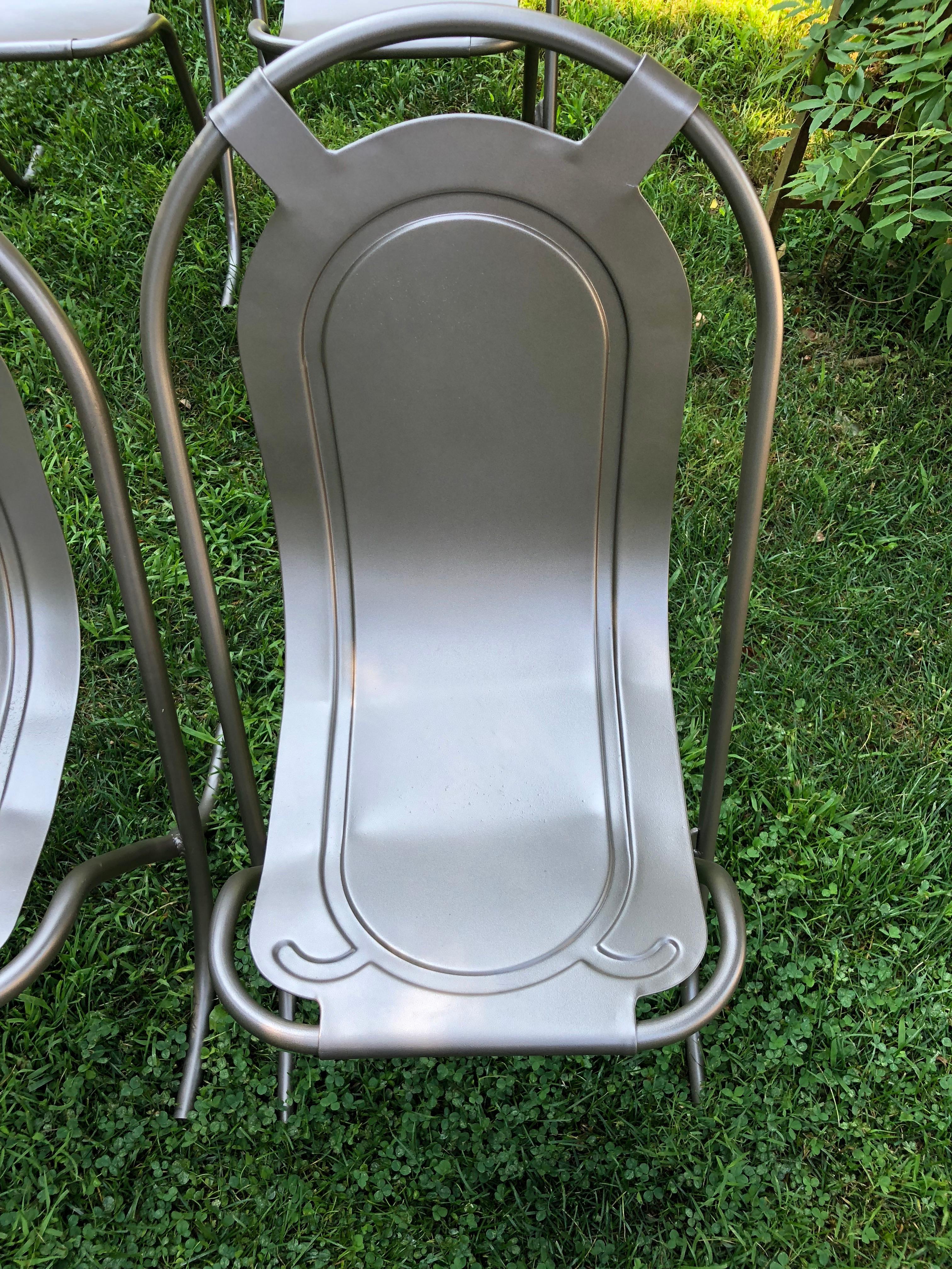 Harlequin Set of Eight Steel Stak-A-Bye Chairs, Newly Powder-Coated 5