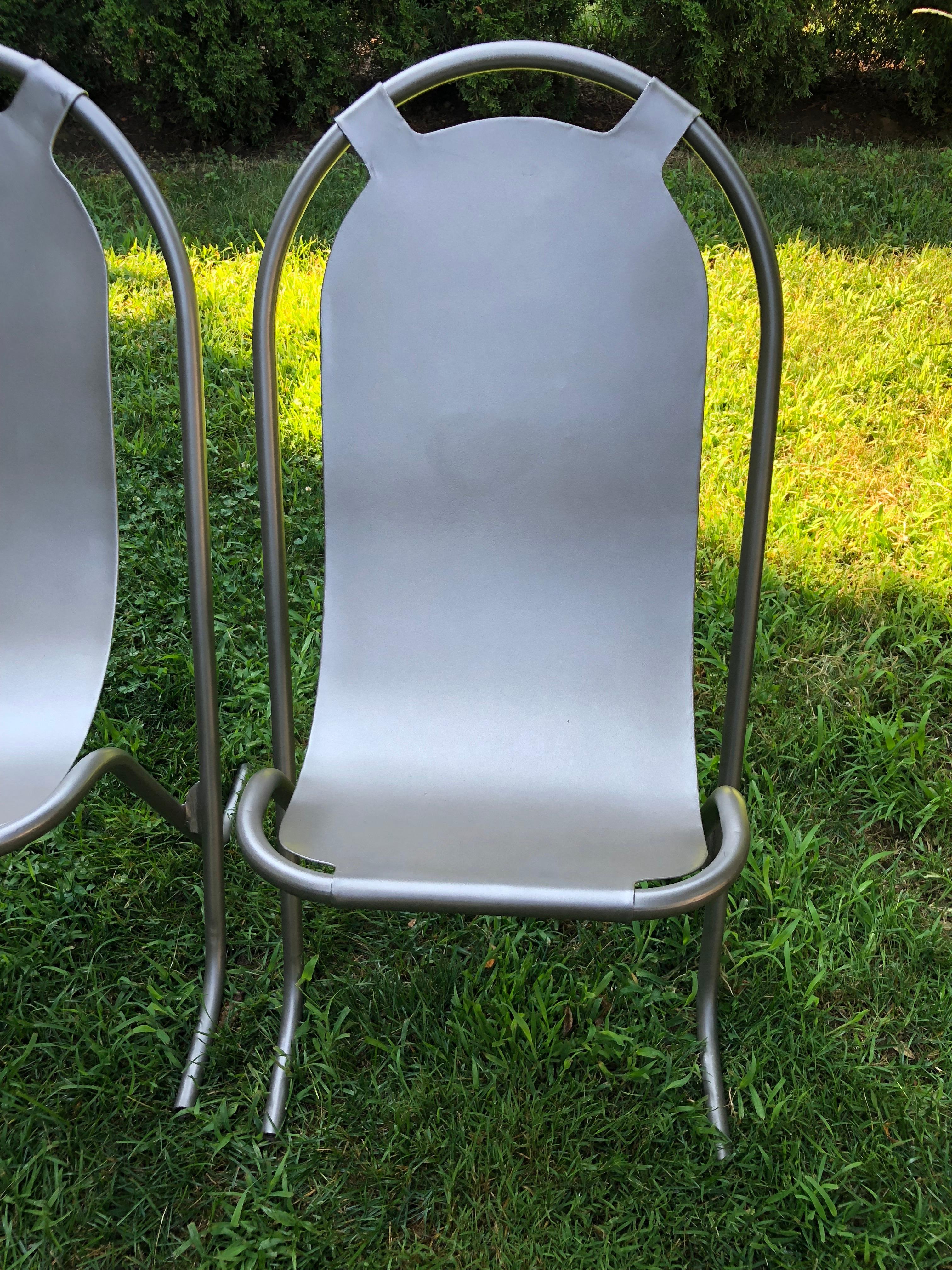 Harlequin Set of Eight Steel Stak-A-Bye Chairs, Newly Powder-Coated 6