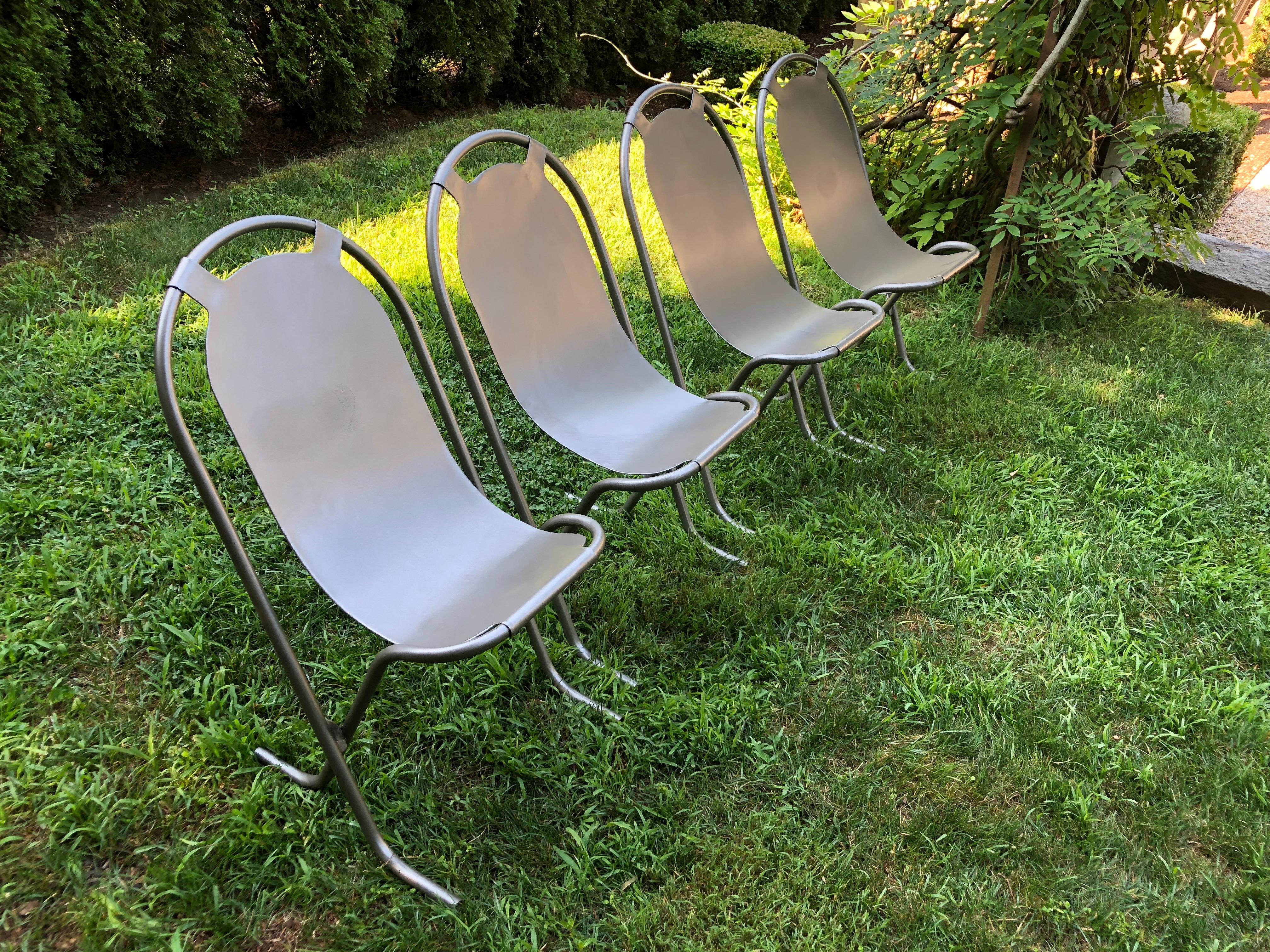 Harlequin Set of Eight Steel Stak-A-Bye Chairs, Newly Powder-Coated In Good Condition In Woodbury, CT