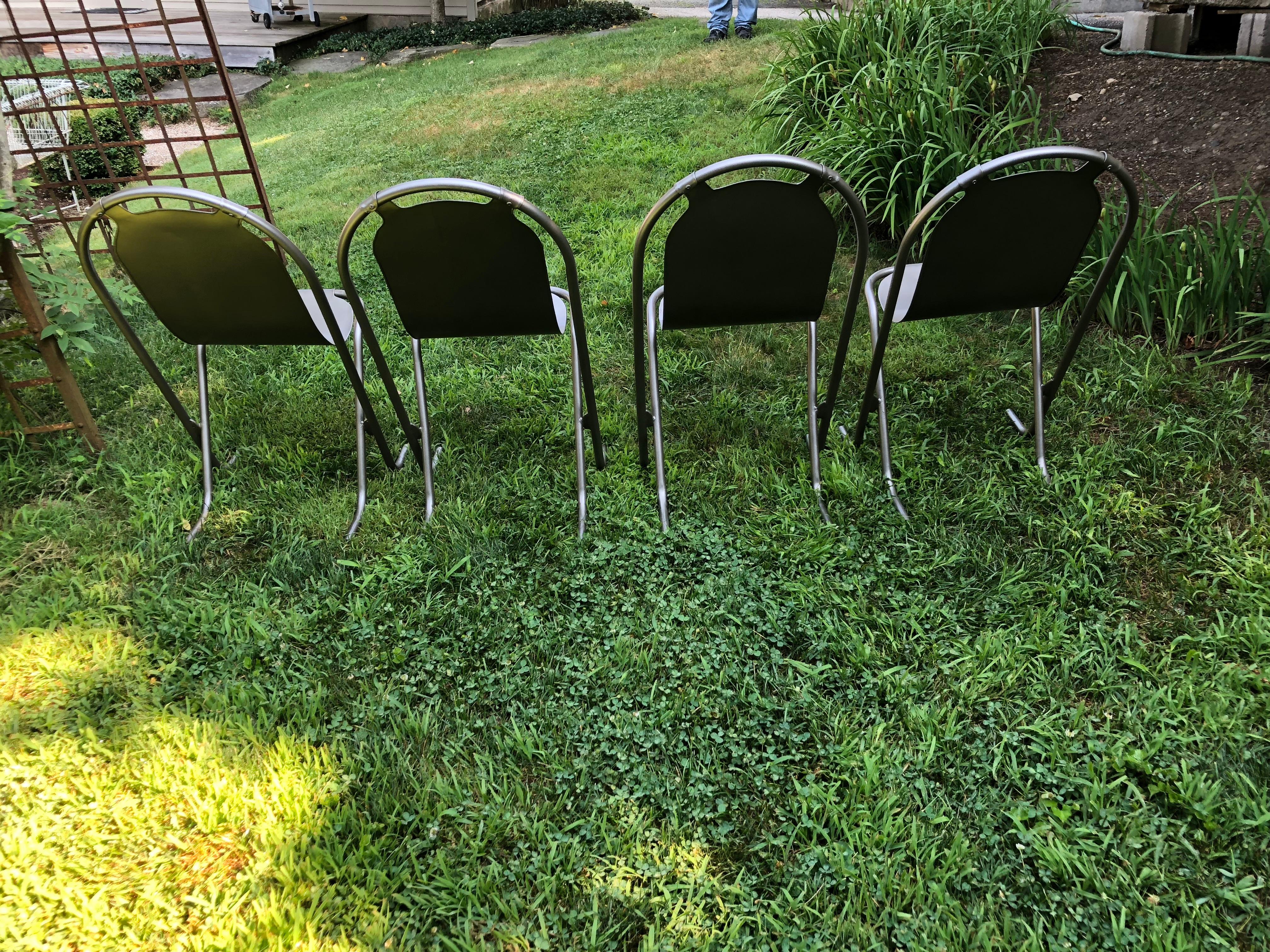 Harlequin Set of Eight Steel Stak-A-Bye Chairs, Newly Powder-Coated 1