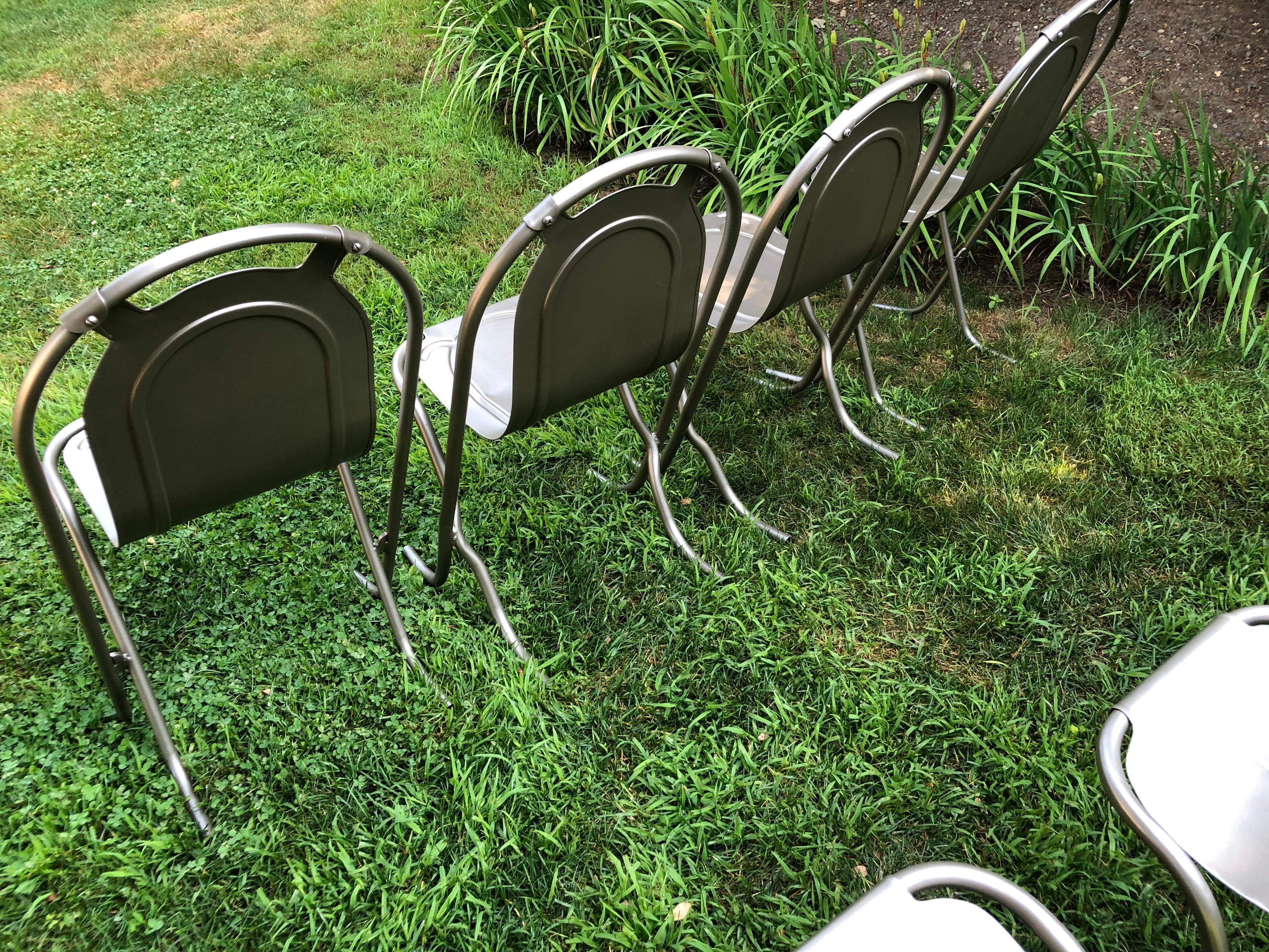 Harlequin Set of Eight Steel Stak-A-Bye Chairs, Newly Powder-Coated 2