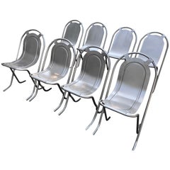 Vintage Harlequin Set of Eight Steel Stak-A-Bye Chairs, Newly Powder-Coated