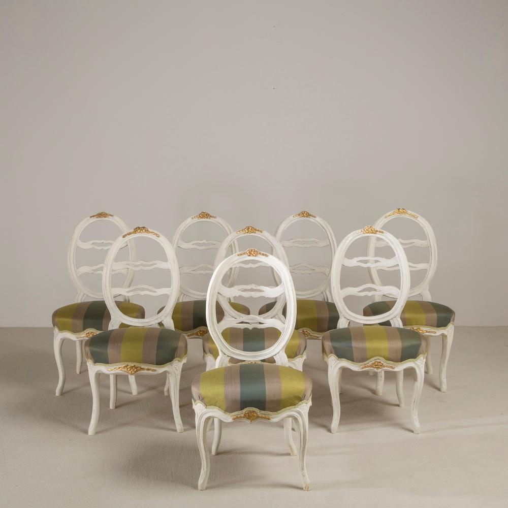 Late 18th Century Harlequin Set of Eight Swedish Dining Chairs, circa 1790