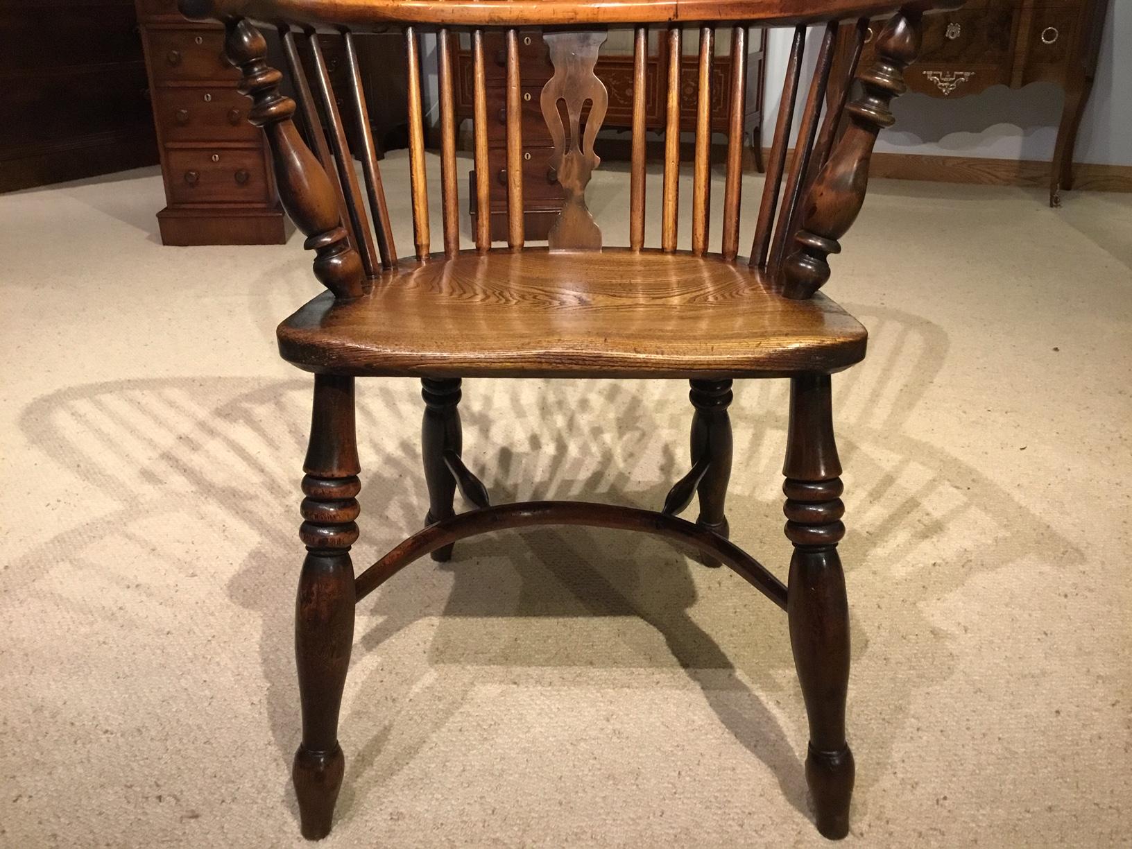 Harlequin Set of Four Yew Wood High Back Windsor Armchairs 9