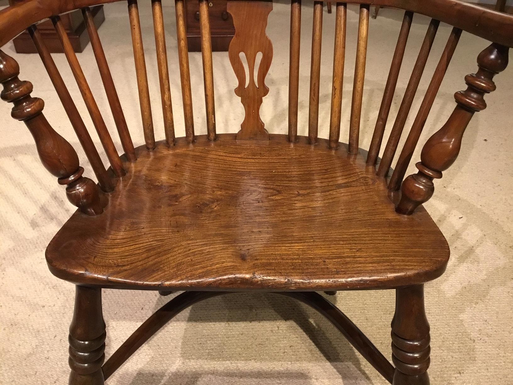 Harlequin Set of Four Yew Wood High Back Windsor Armchairs 13