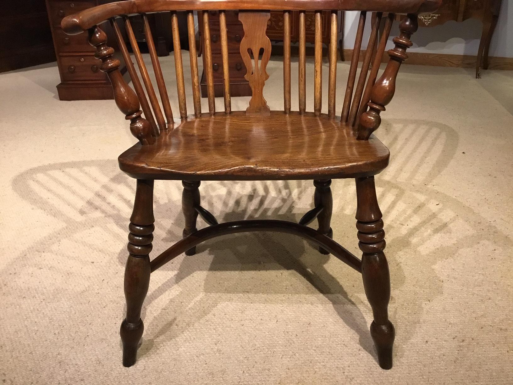 Harlequin Set of Four Yew Wood High Back Windsor Armchairs 14