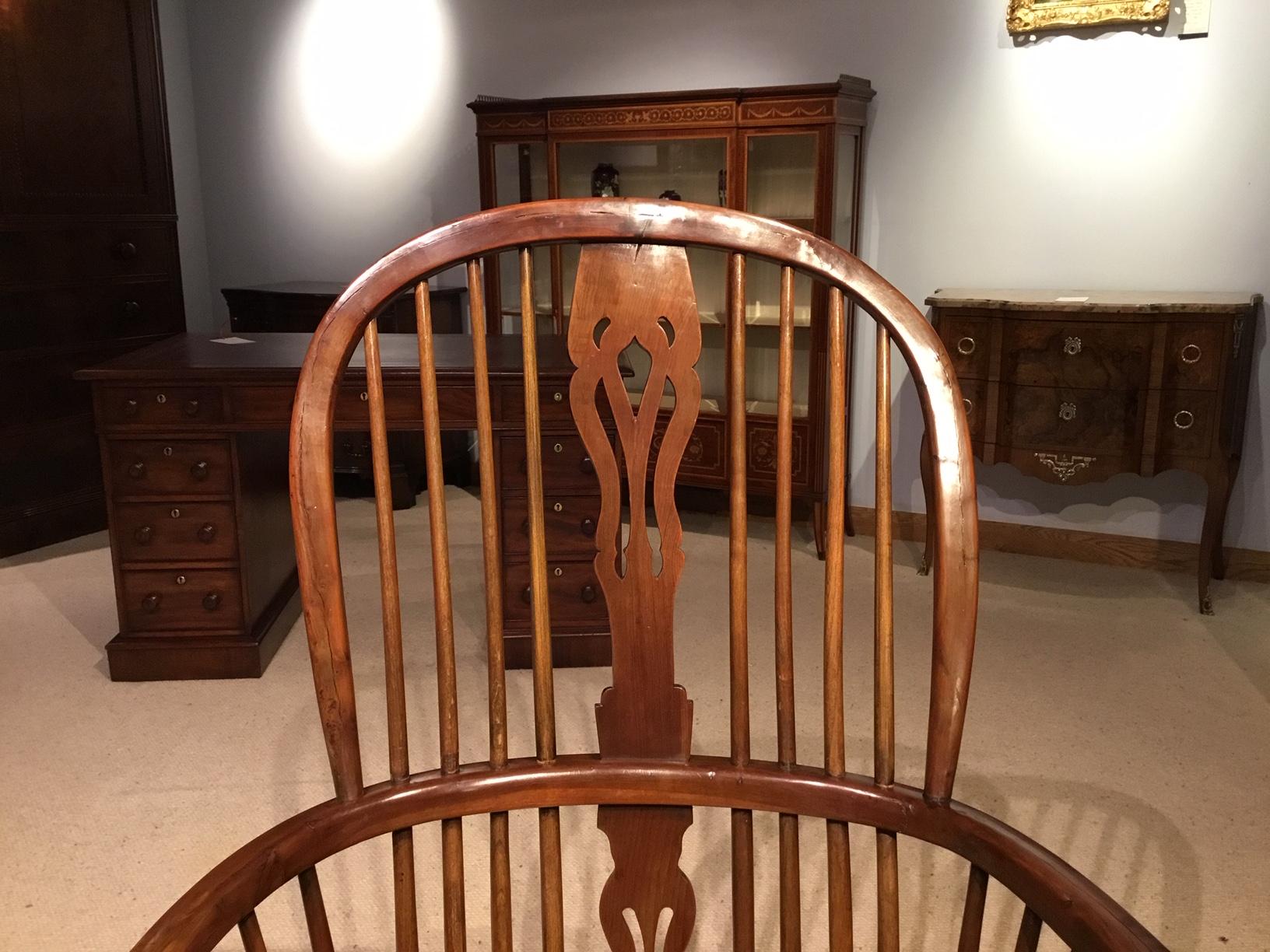 Harlequin Set of Four Yew Wood High Back Windsor Armchairs 15