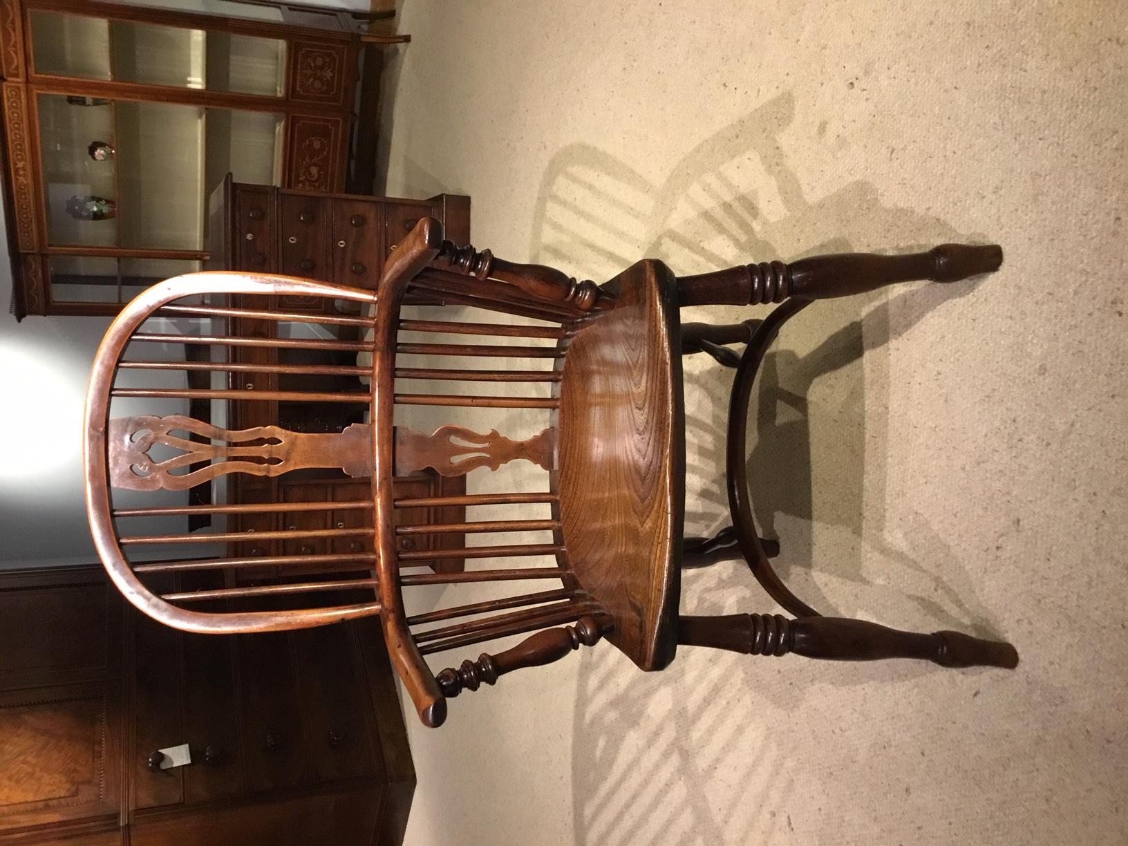 Harlequin Set of Four Yew Wood High Back Windsor Armchairs 3