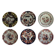 19th C. Harlequin Set of SIX Mason's Ironstone Large Dinner Plates, Circa 1840