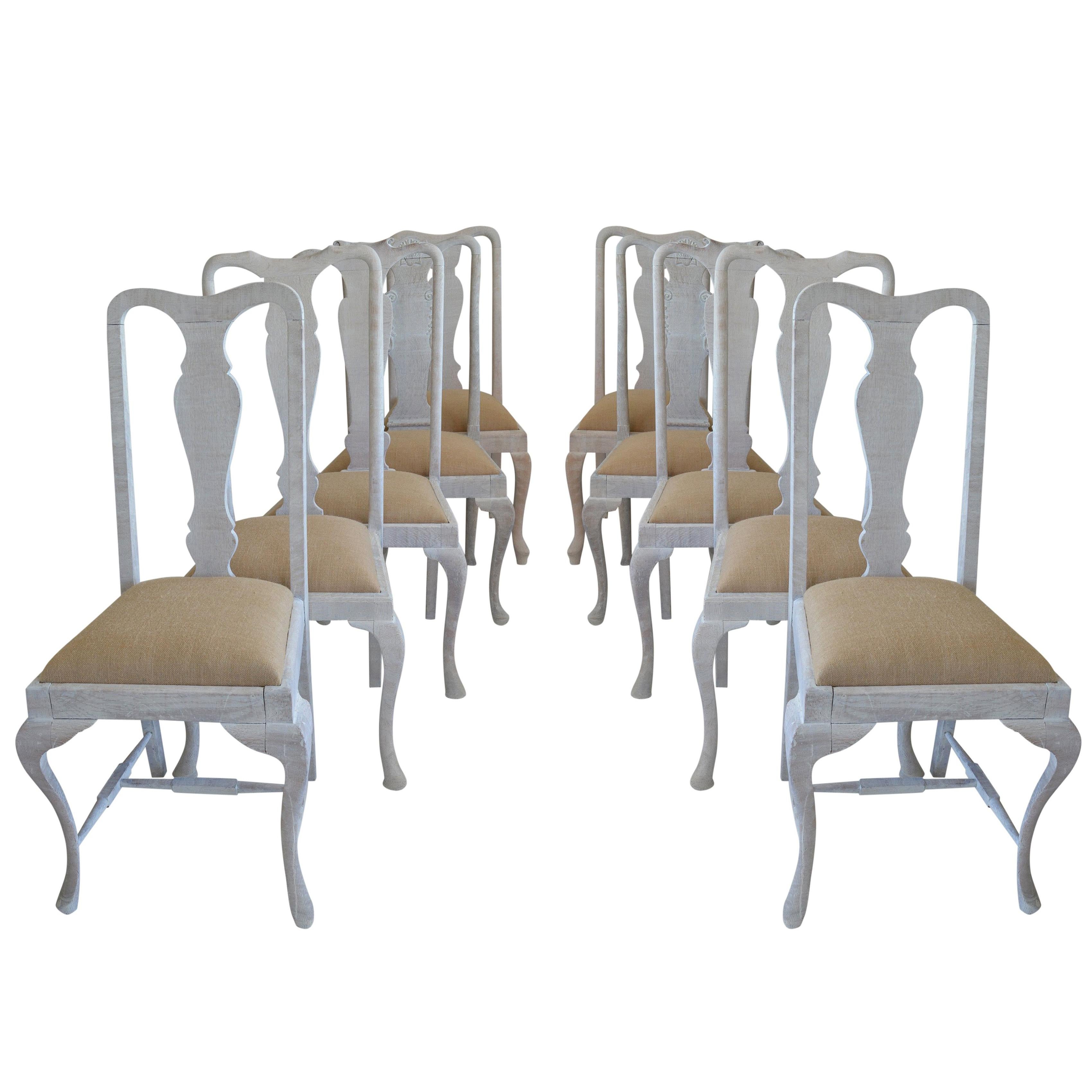 Harlequin Set of Ten ( 10 ) Antique Gustavian Style Urn Back Dining Chairs
