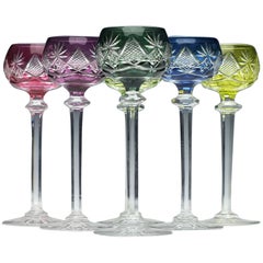 Harlequin Set of Val St Lambert Liqueur Glasses, circa 1950