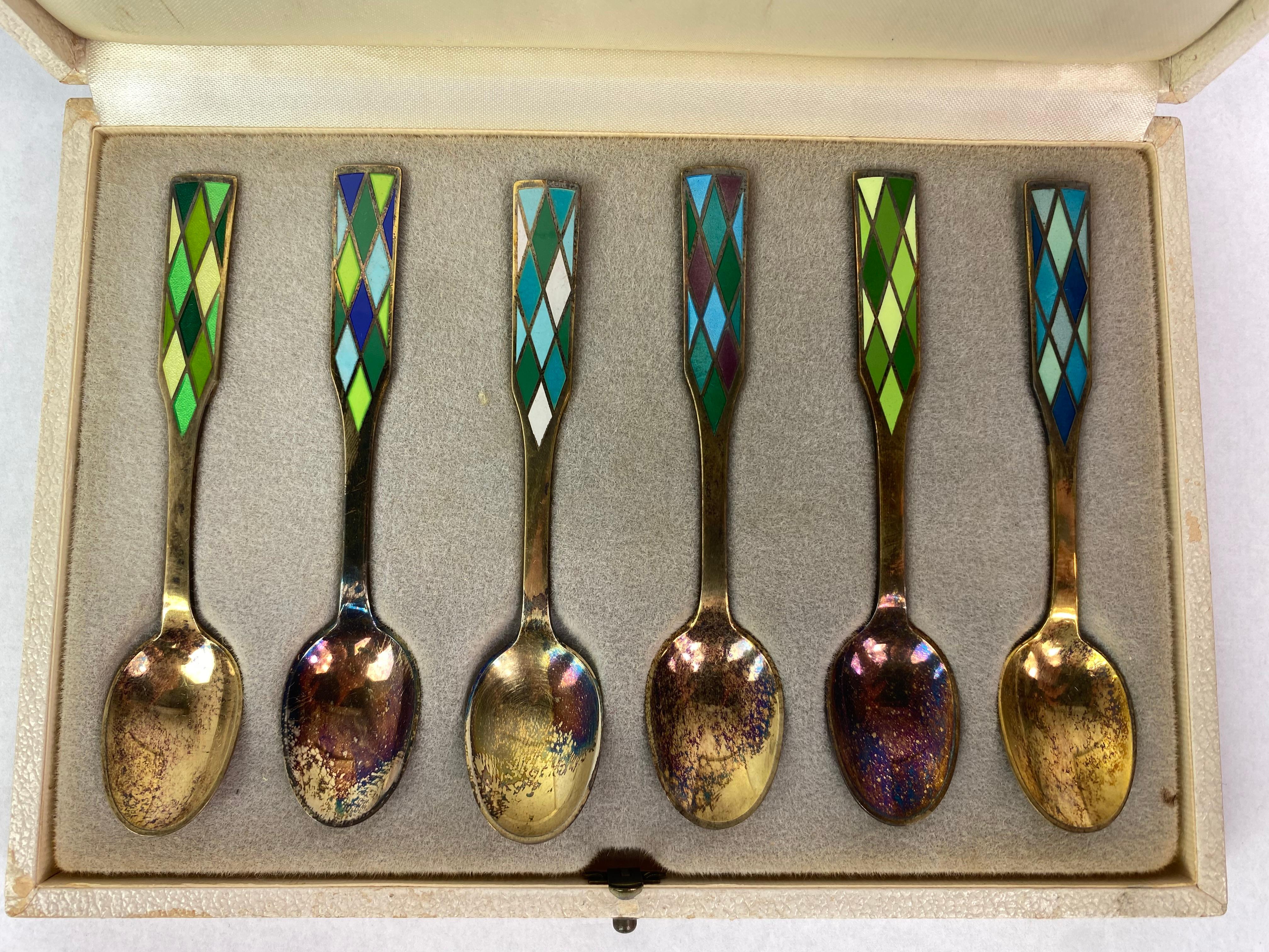 Mid-Century Modern Harlequin Silver Spoons by George Jensen For Sale