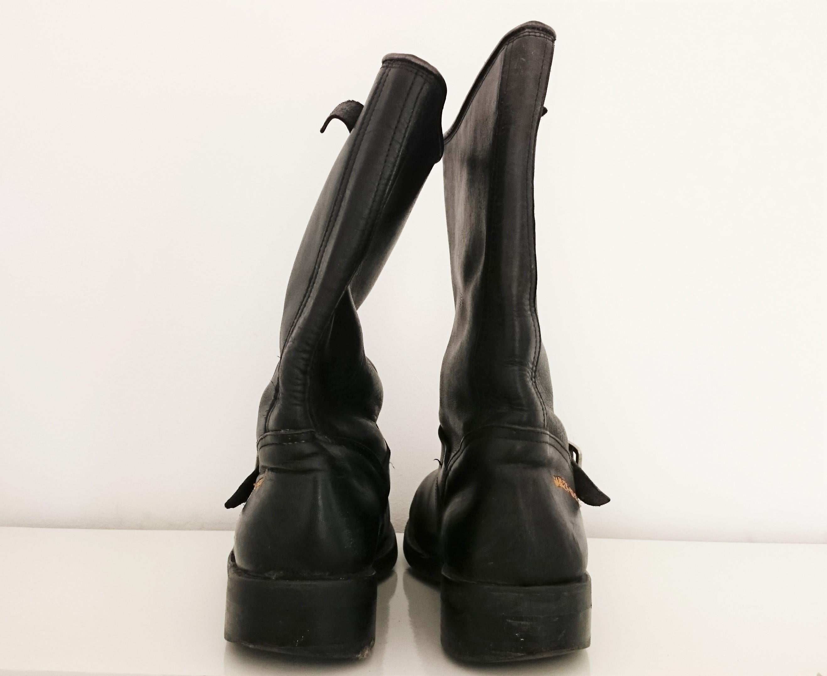 Women's or Men's HARLEY DAVIDSON Black Leather Boots. Size 8 (UK)