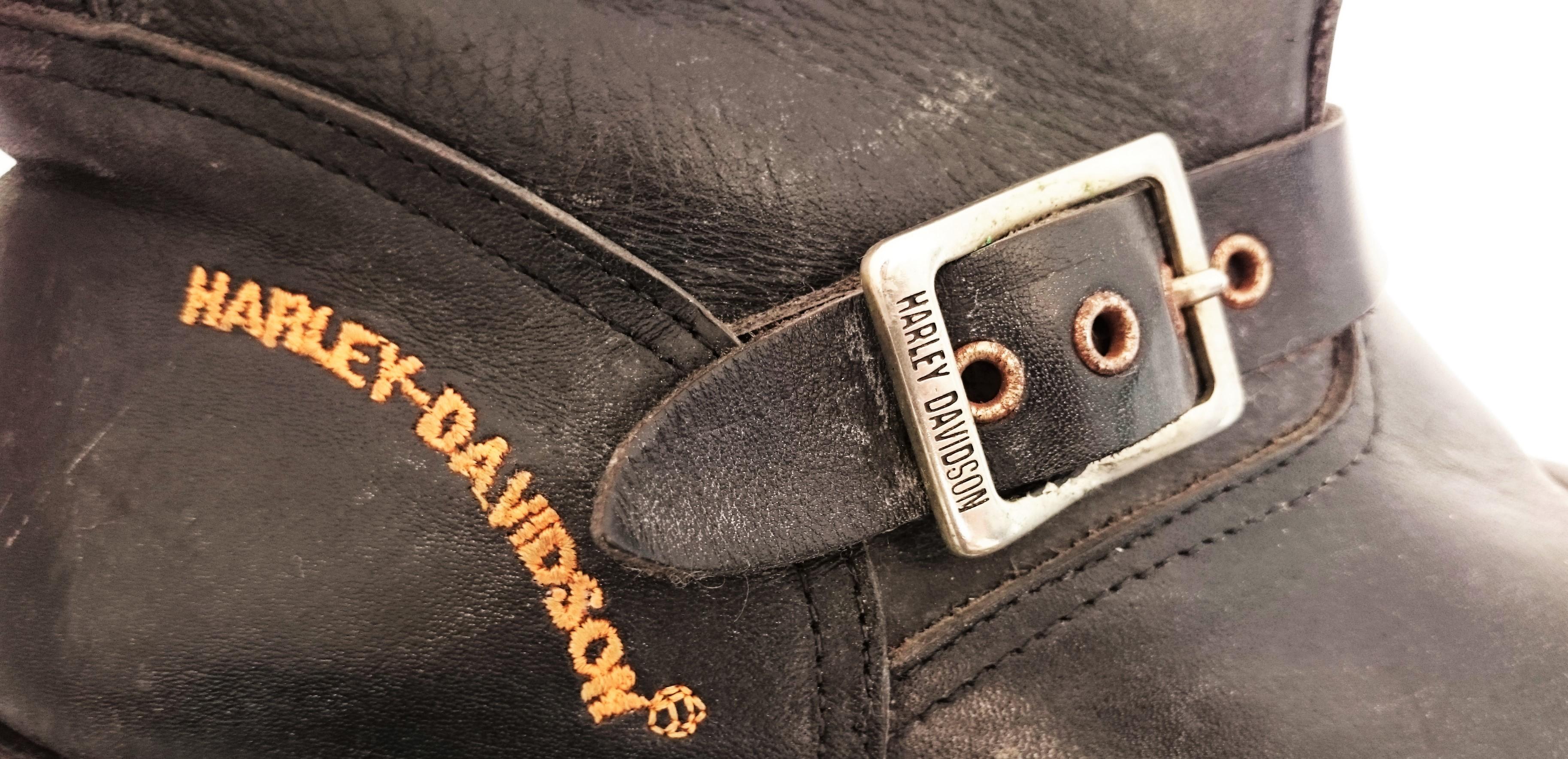 HARLEY DAVIDSON Black Leather Boots. Size 8 (UK) 2