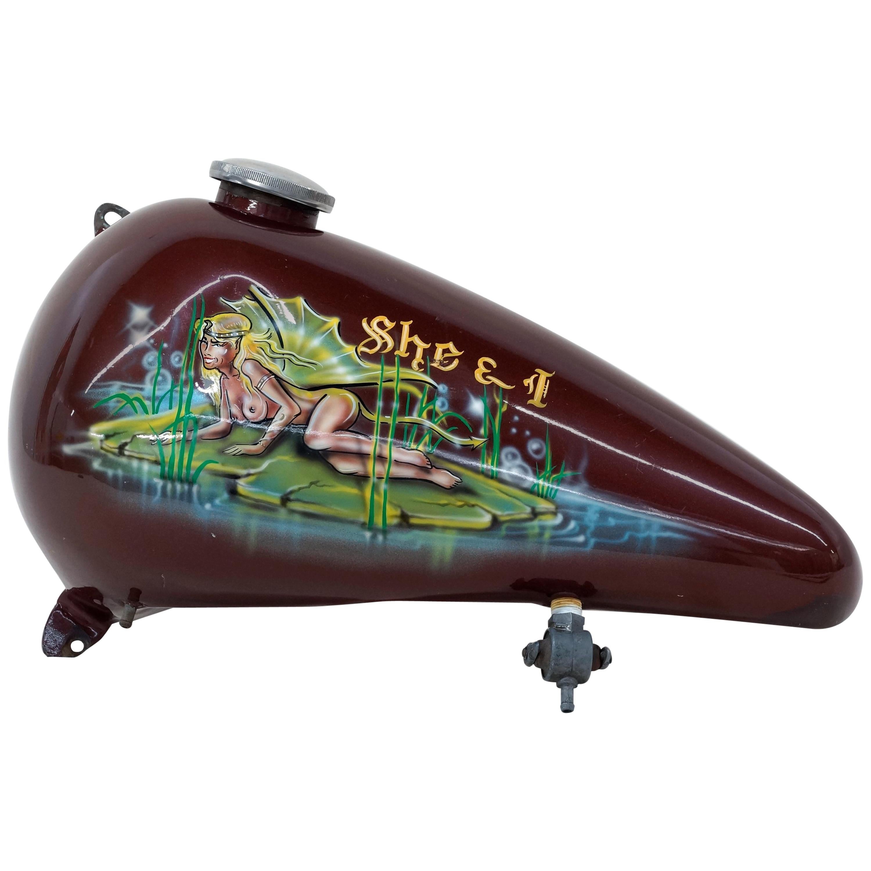 Harley Davidson Chopper Gas Tank, Hand-Painted, "She and I"
