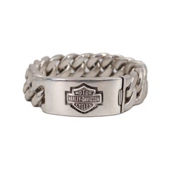 Harley-Davidson Large Curb Chain Logo Sterling Silver Bracelet