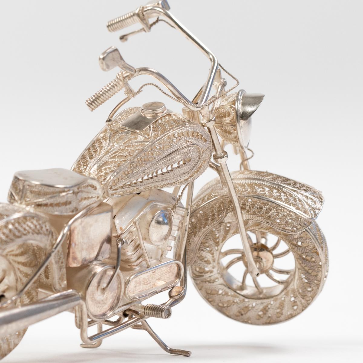 Harley Davidson Sculpture 925 Silver Handcrafted Filigree Technique Germany 2005 In New Condition In Salzburg, AT