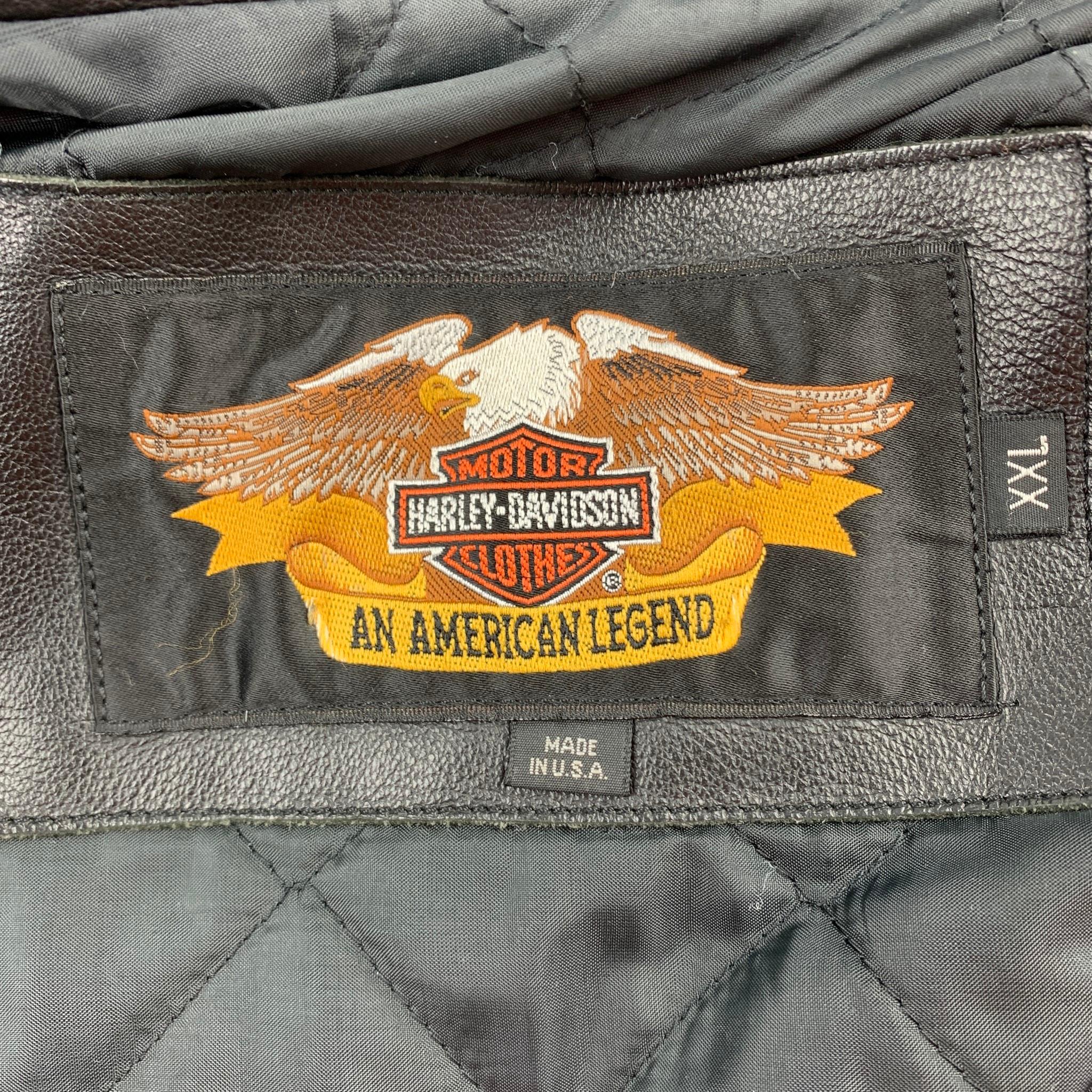 HARLEY DAVIDSON Size XXL Black Leather Motorcycle Jacket In Good Condition In San Francisco, CA
