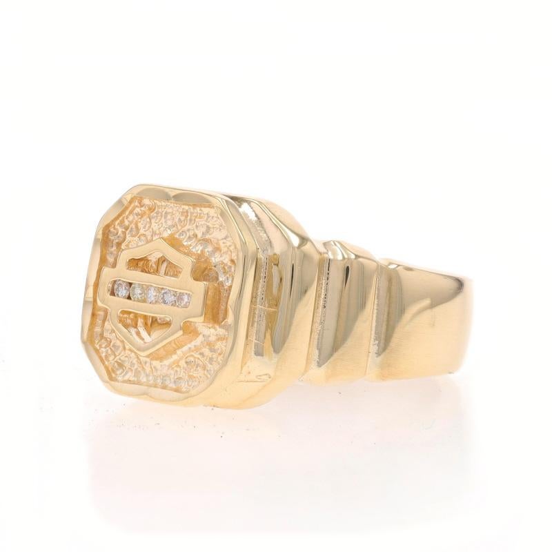 Harley-Davidson Stamper Diamond Shield Men's Ring - Yellow Gold 10k Motorcycles In Excellent Condition For Sale In Greensboro, NC