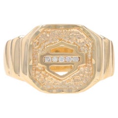 Harley-Davidson Stamper Diamantschilfrohr Herrenring - Gelbgold 10k Motorrads