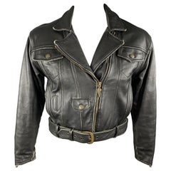 HARLEY DAVIDSON Vintage Size L Black Antique Leather Motorcycle Jacket