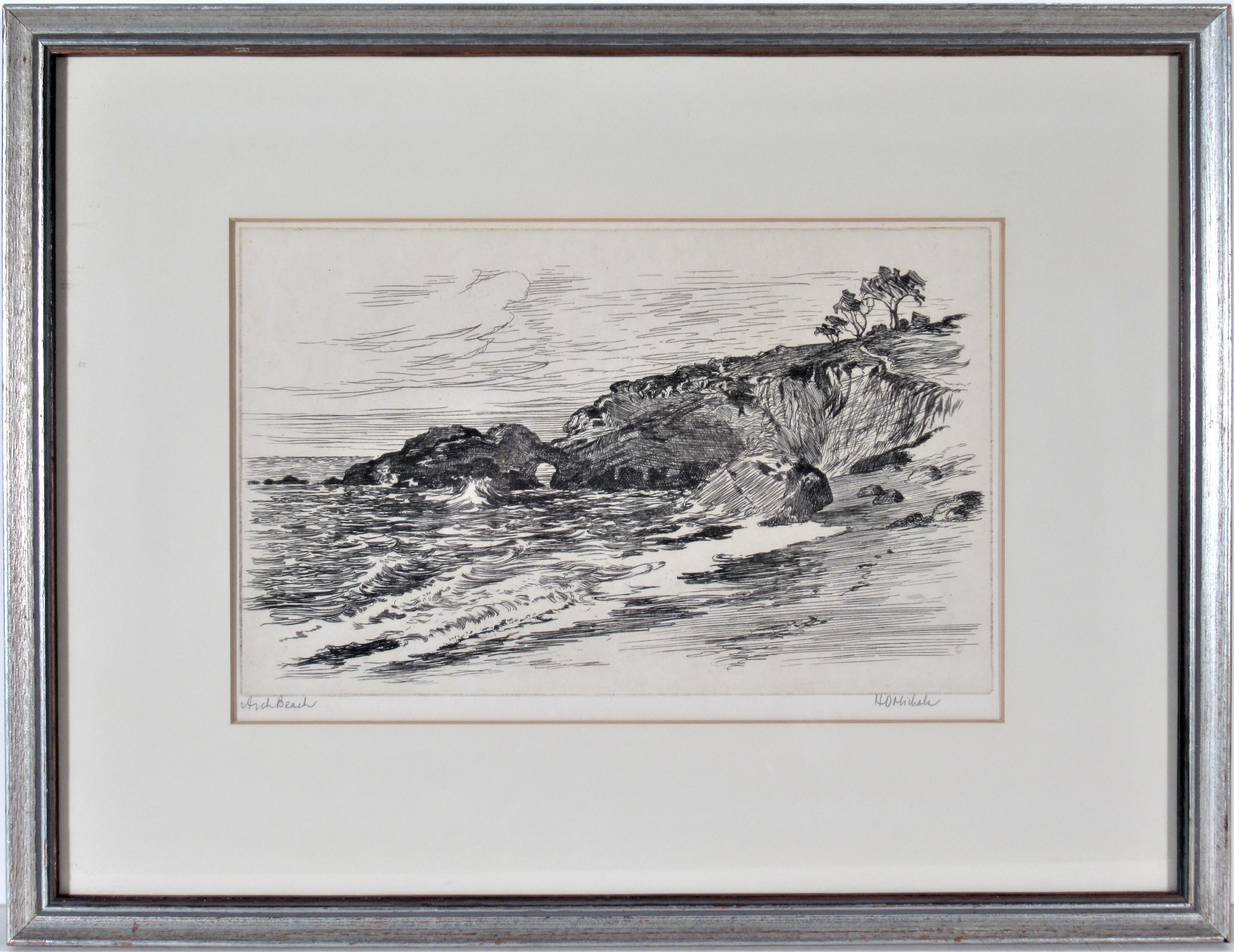 Harley DeWitt Nichols Landscape Print - Arch Beach, California