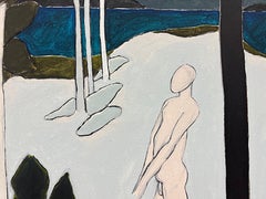 Harley Francis Pintura al óleo abstracta vintage de los años 80 sobre lienzo