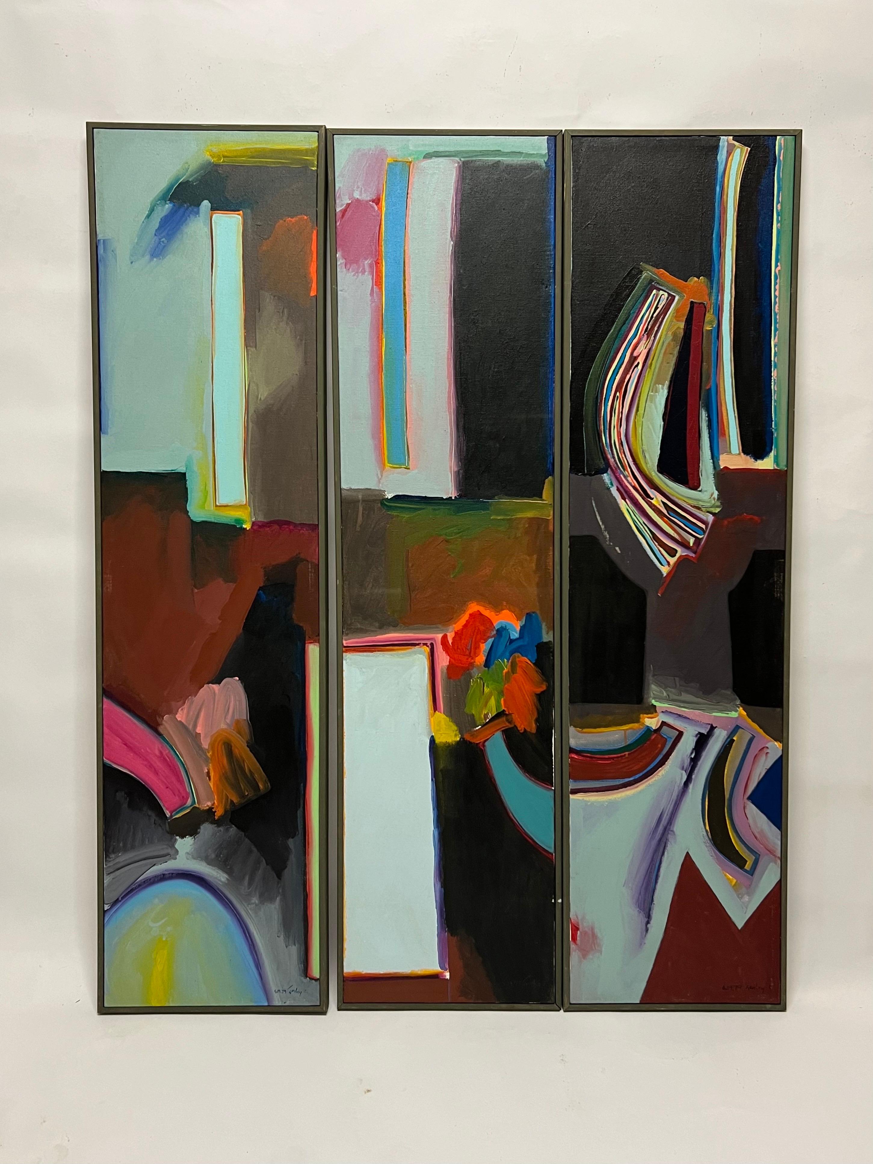 Harley Francis Abstract Painting Triptych c1970s For Sale 5