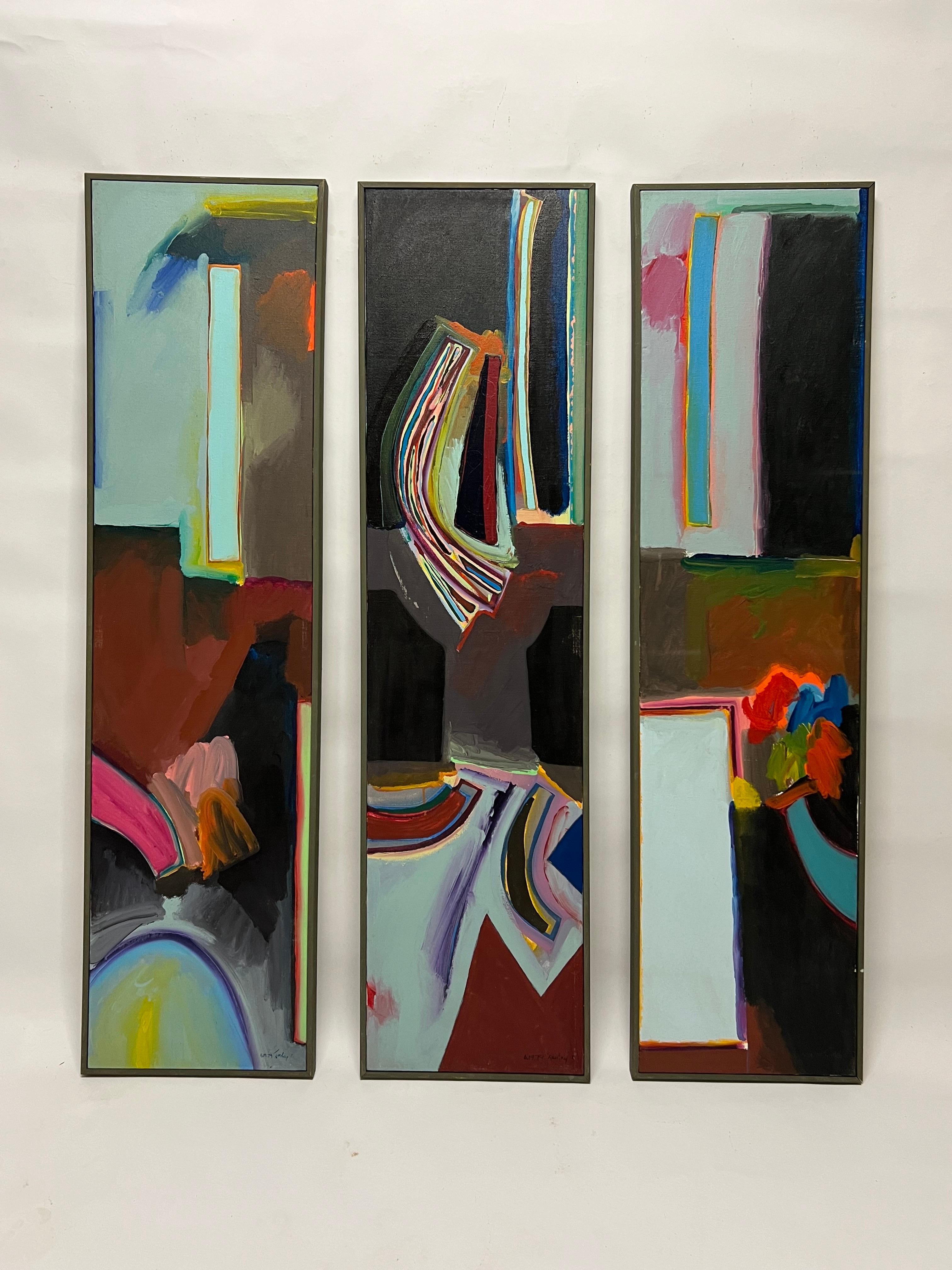 Harley Francis Abstract Painting Triptych c1970s For Sale 7