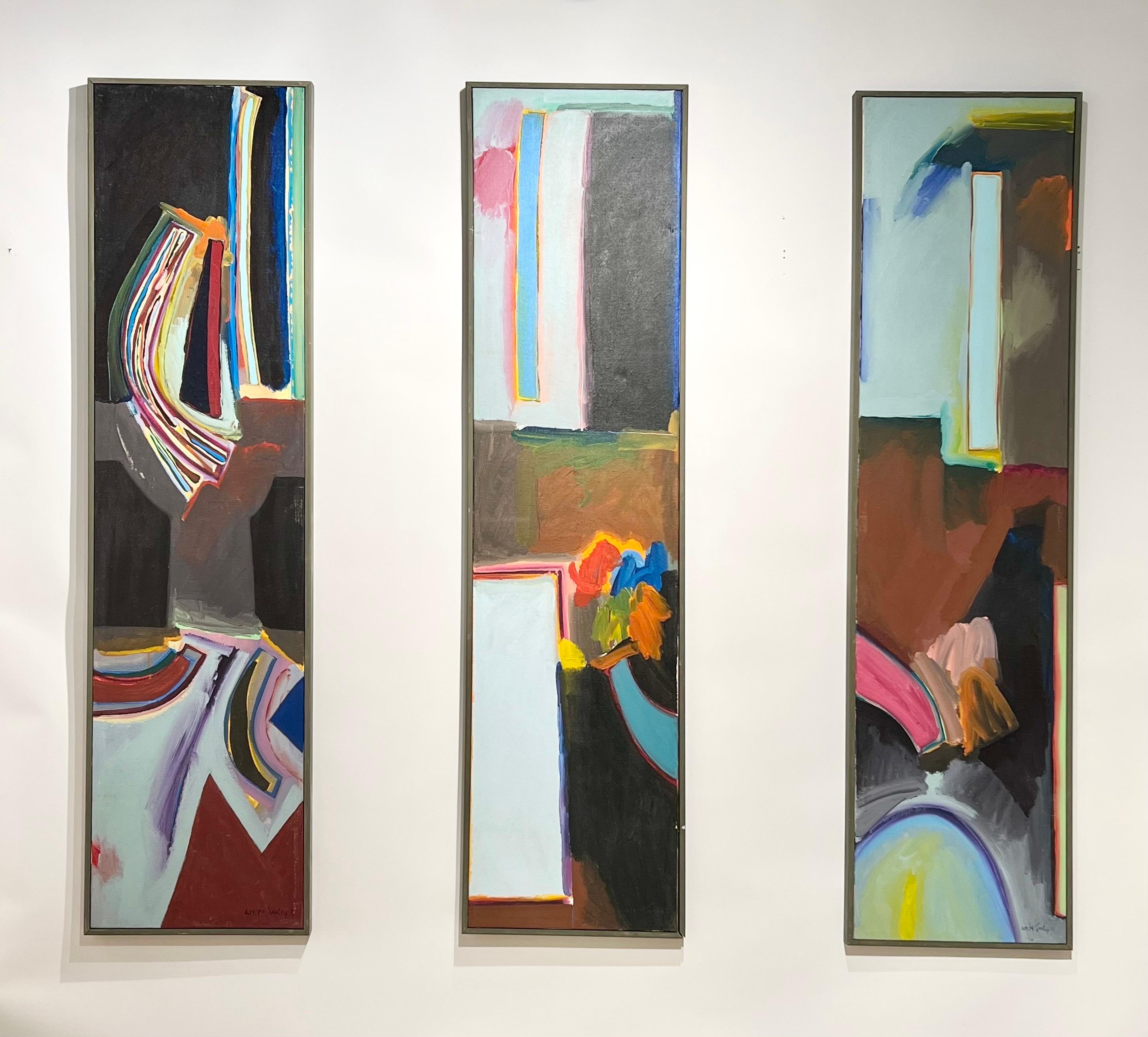 Harley Francis Abstraktes Gemälde Triptychon ca. 1970er Jahre (Ende des 20. Jahrhunderts) im Angebot