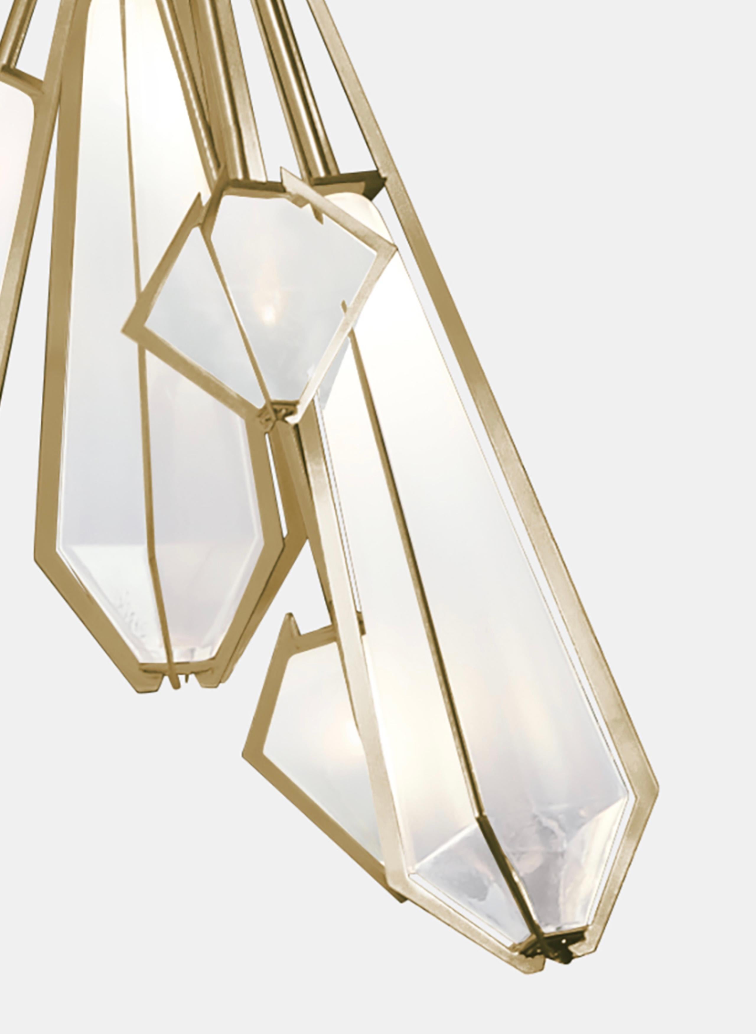 The Harlow Dried Flowers Chandelier offers an elegant starburst of light that reflects and refracts through its mold-blown glass shade. A sparkling prism, the Harlow Dried Flowers Chandelier is directly inspired by the world of jewelry with its