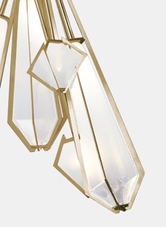 Harlow Dried Flowers Chandelier in Satin Brass and Alabaster White Glass