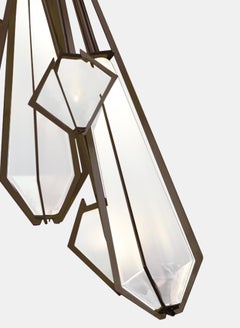 Harlow Dried Flowers Chandelier in Satin Bronze and Alabaster White Glass