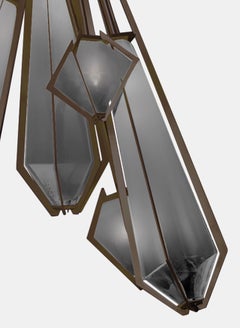 Harlow Dried Flowers Chandelier in Satin Bronze and Smoked Gray Glass