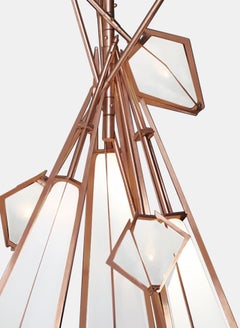 Harlow Dried Flowers Chandelier in Satin Copper and Alabaster White Glass