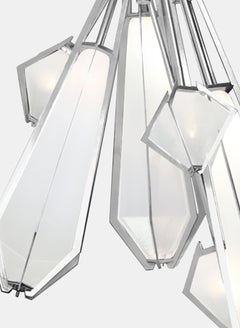 Harlow Dried Flowers Chandelier in Satin Nickel and Alabaster White Glass