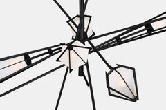Harlow Large Chandelier in Blackened Steel & Alabaster White Glass
