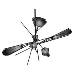 Harlow Large Chandelier in Blackened Steel & Smoked Gray Glass