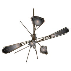 Harlow Large Chandelier in Satin Bronze & Smoked Gray Glass