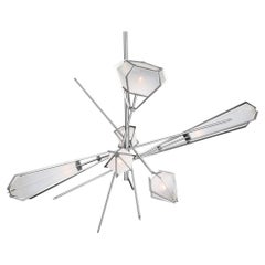 Harlow Large Chandelier in Satin Nickel & Alabaster White Glass