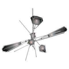 Harlow Large Chandelier in Satin Nickel & Smoked Gray Glass
