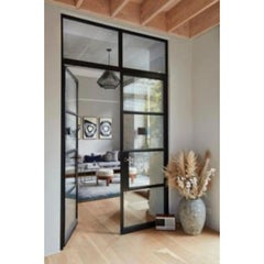 Harlow Large Pendant in Blackened Steel & Smoked Gray Glass